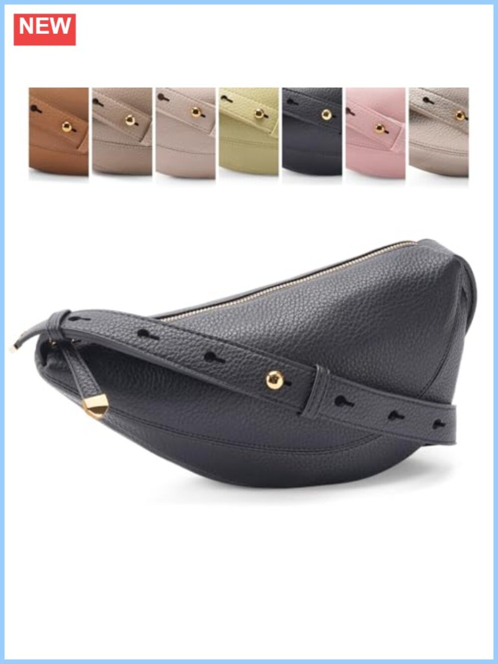 Crescent Crossbody Sling Bag Vegan PU Adjustable Strap Small Travel Purse
